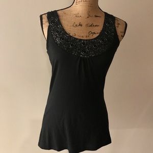 Black Embellished Tank Top